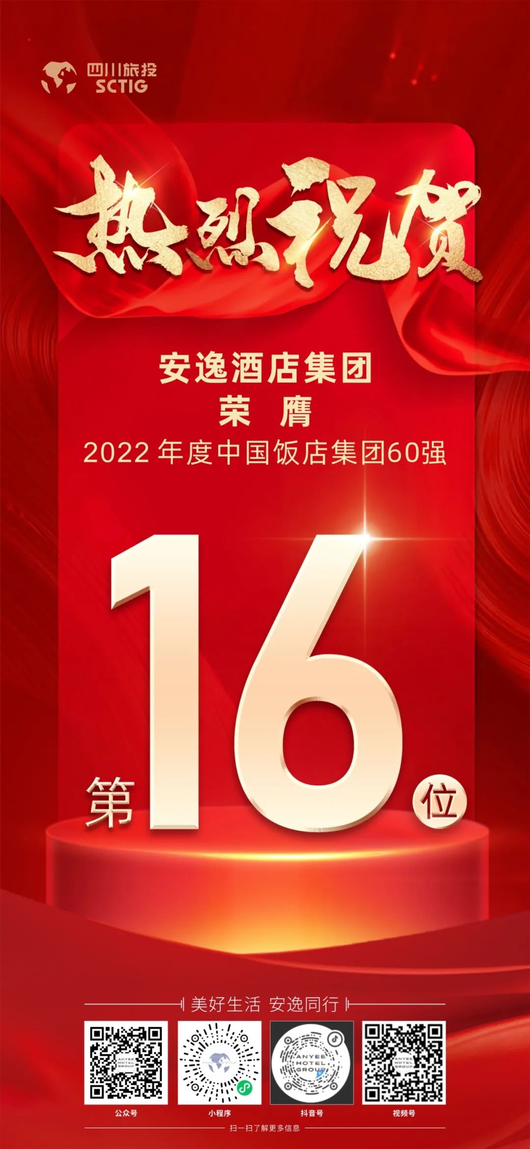 四川云顶国际集团荣膺“2022年度中国饭店集团60强”